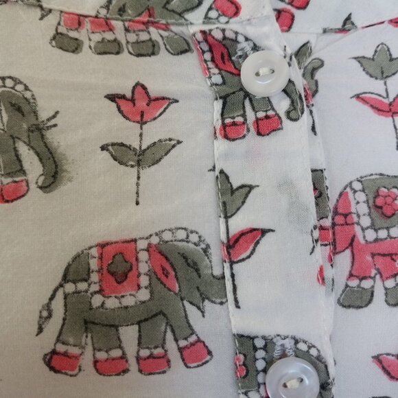 Pinkshink cotton elephant print Indian/Pakistani kurta with pants size XL - Picture 3 of 9